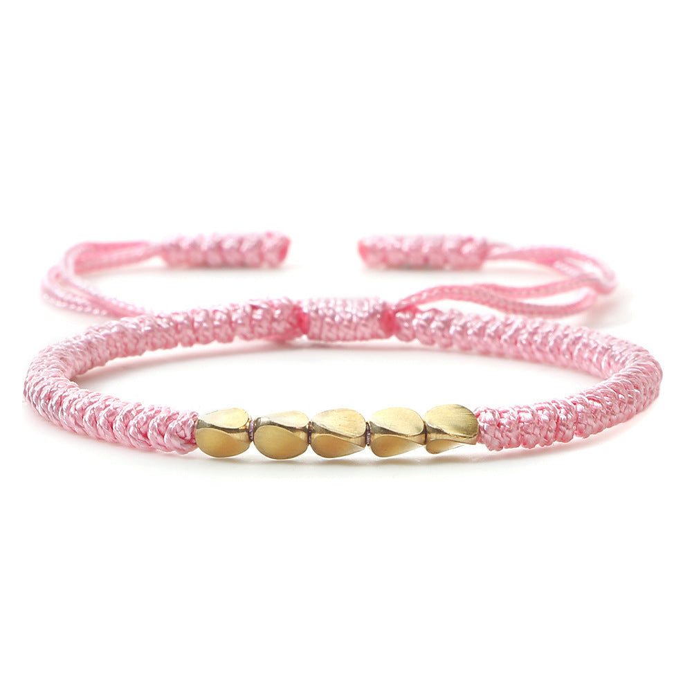 Bracelet perlé en perles de cuivre de forme irrégulière tissé à la main