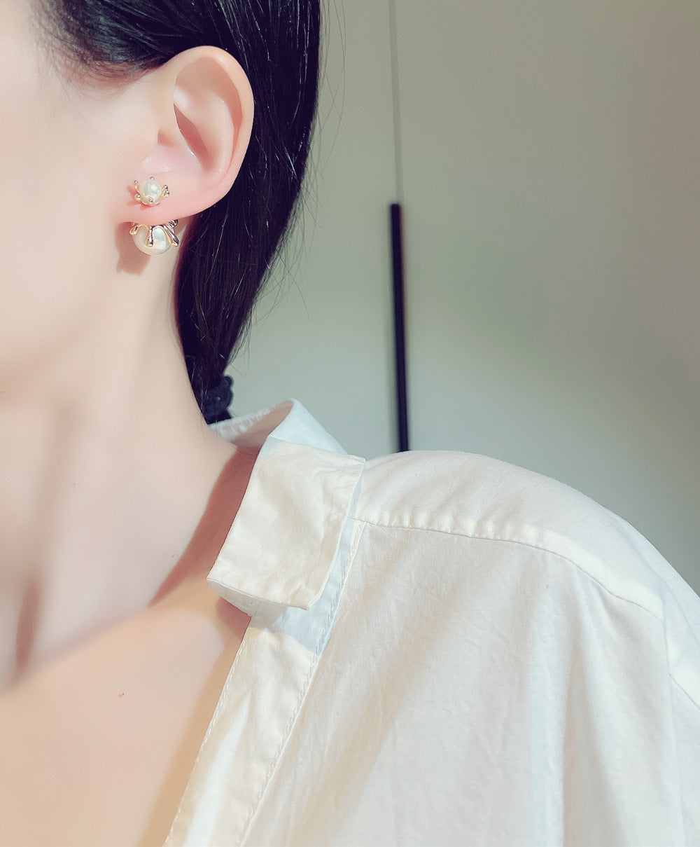 Fashion Design Silver Needle Pearl Earrings