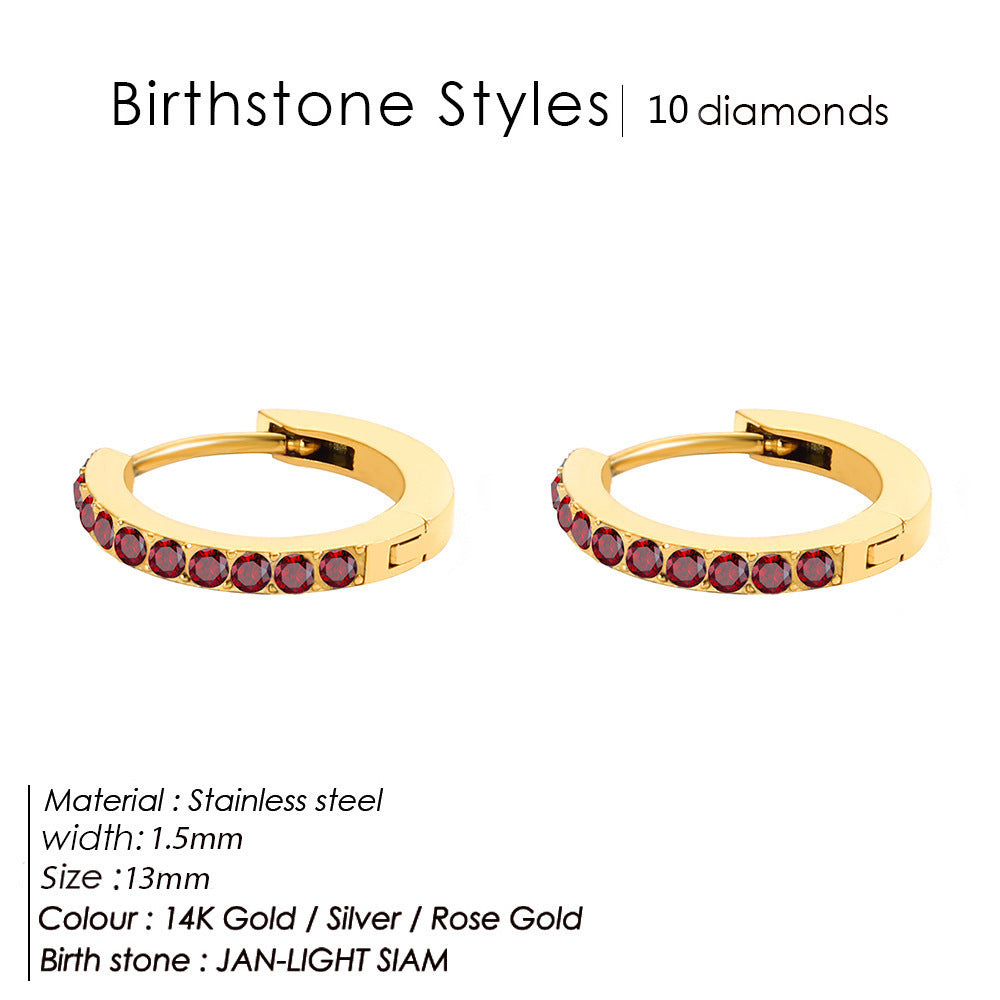 Simple Ins Colorful Zircon Earrings For Women