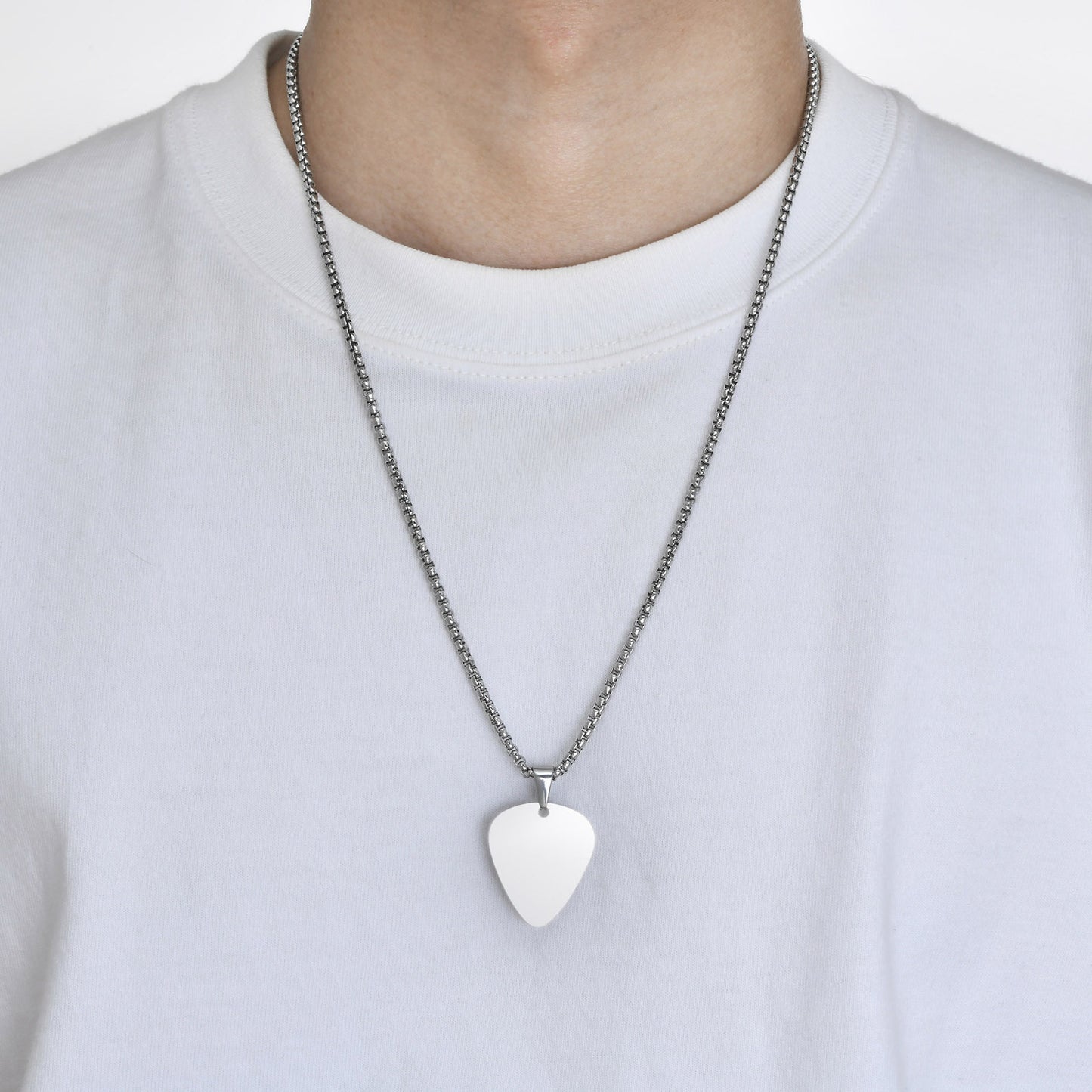 Pendentif médiator de guitare léger en acier inoxydable, collier noir en acier titane