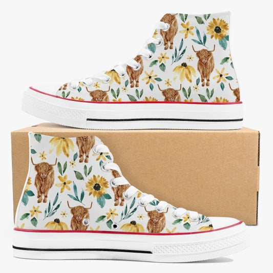 Chaussures montantes en toile avec vache tournesol