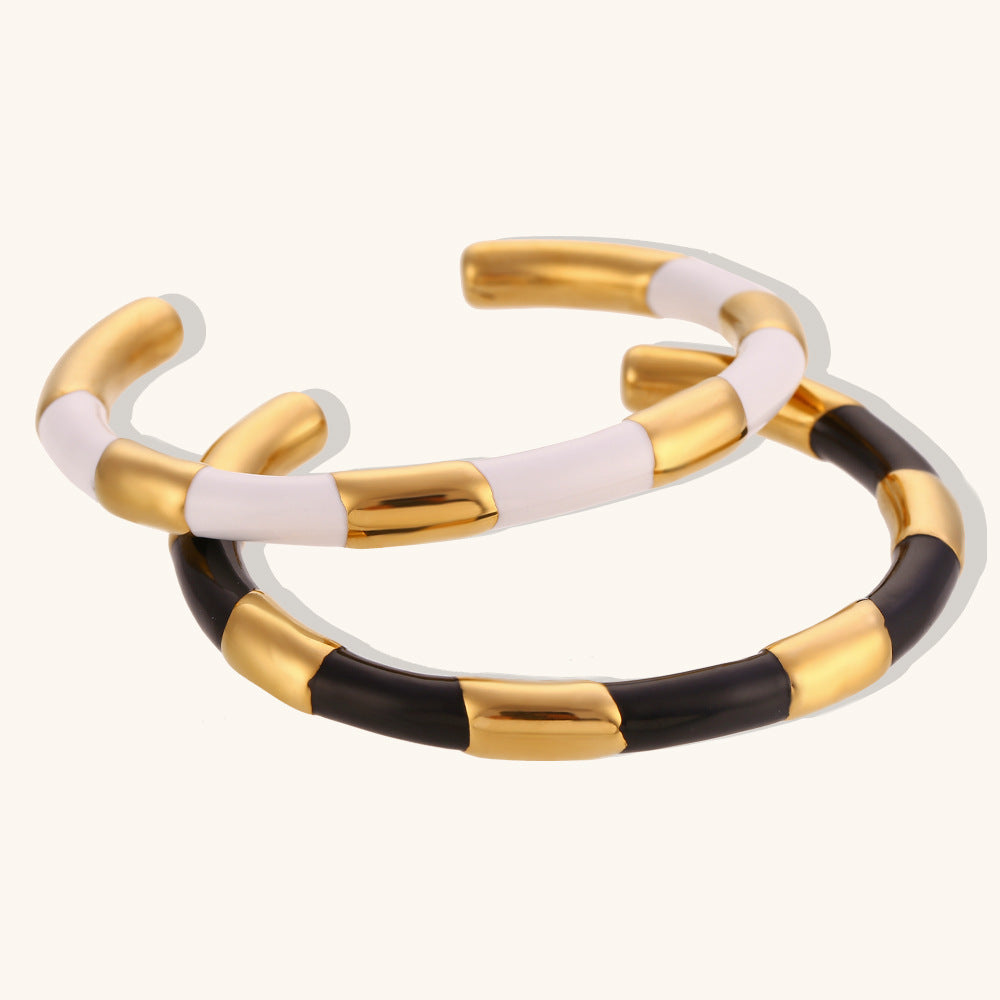 Women's Stainless Steel Open Solid Segmented Drip Bracelet