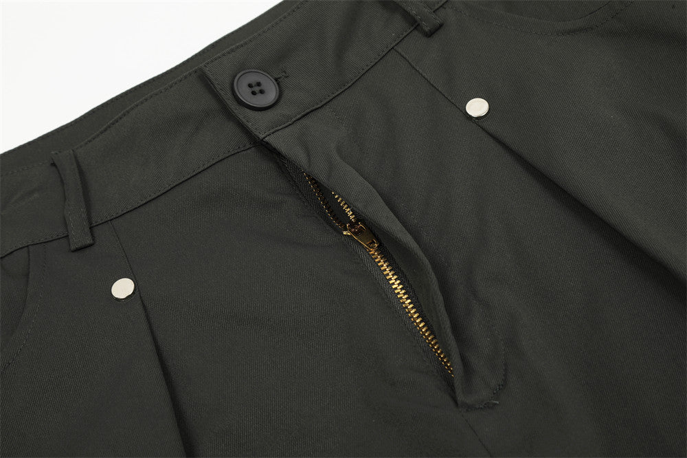 Men's Loose Pleated Paratrooper Straight Sports Pants