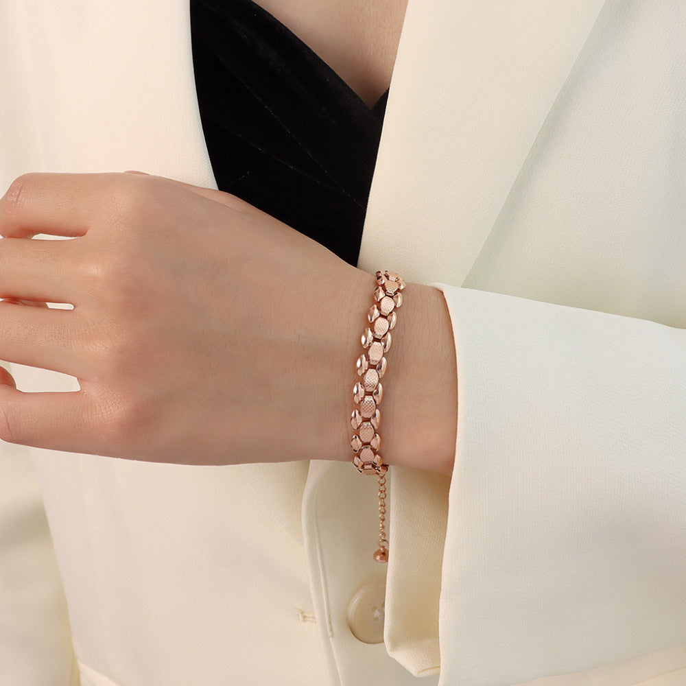 Widened Titanium Steel Plated 18K Gold Color Protection Bracelet