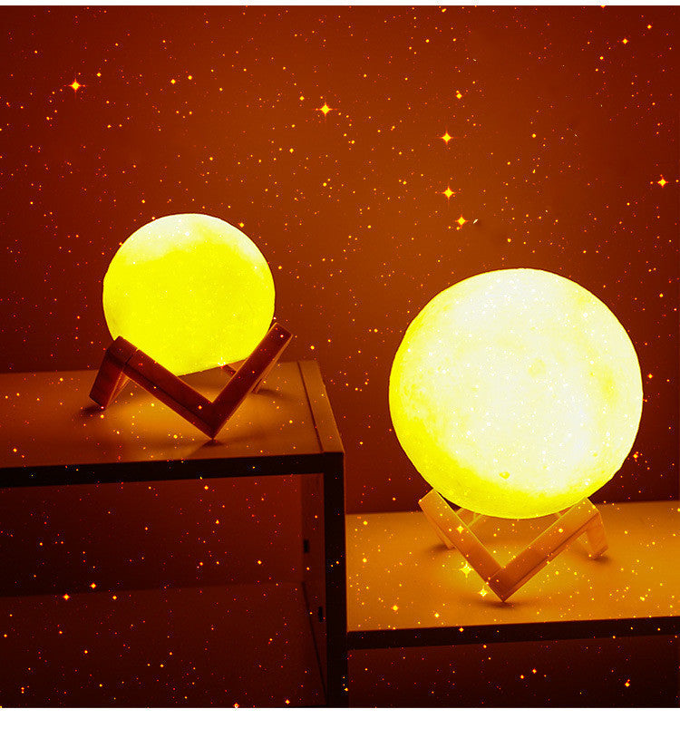 Lámpara LED de noche recargable con impresión 3D, luz de luna con Interruptor táctil creativo para decoración de dormitorio, regalo de cumpleaños