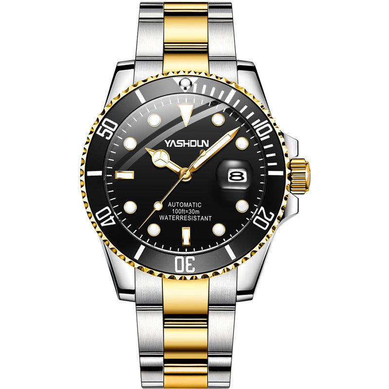 Reloj mecánico con correa de acero.