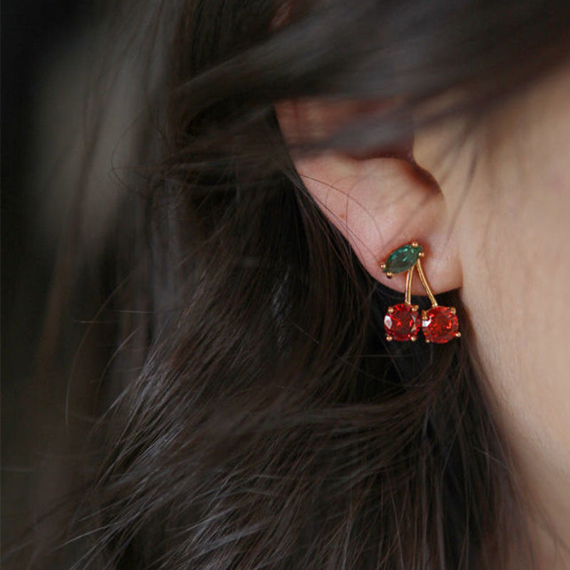 Boucles d'oreilles exquises en zircon rouge et vert pour femmes