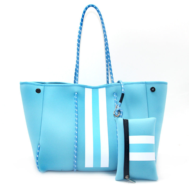 Bolso de playa portátil negro impreso con estampado de leopardo, viaje de ocio