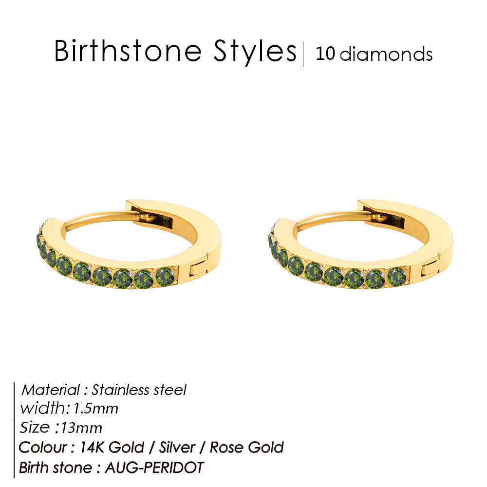 Simple Ins Colorful Zircon Earrings For Women