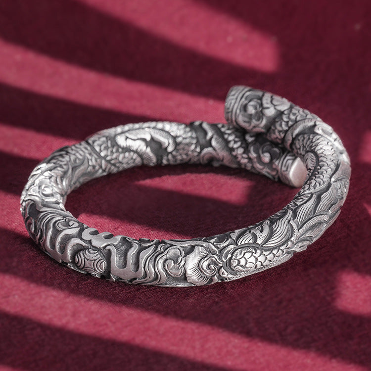 Bracelet de jeu de perles à double tête en argent pour hommes