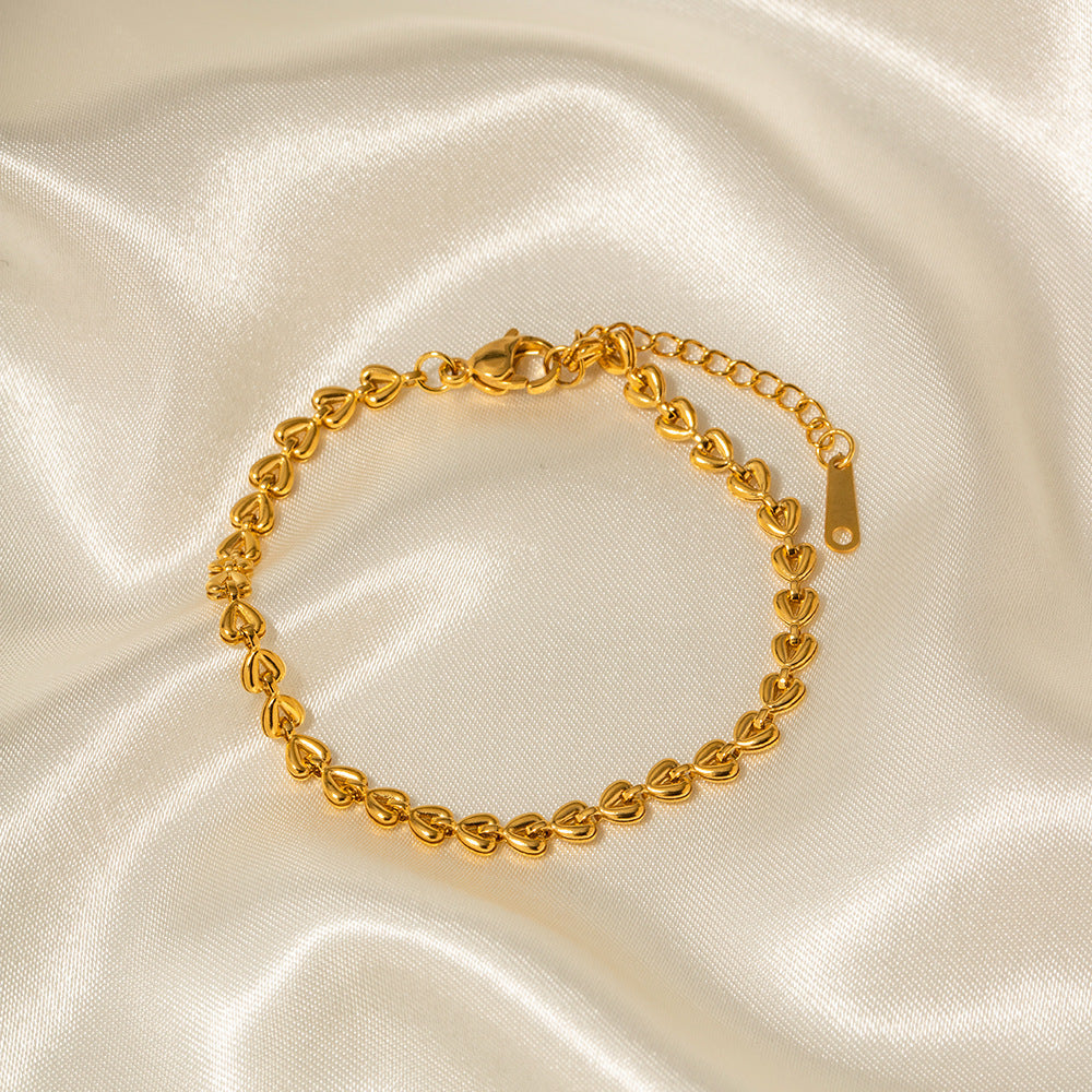Ins Style – collier et bracelet tissés en acier inoxydable plaqué or 18 carats, creux, amour