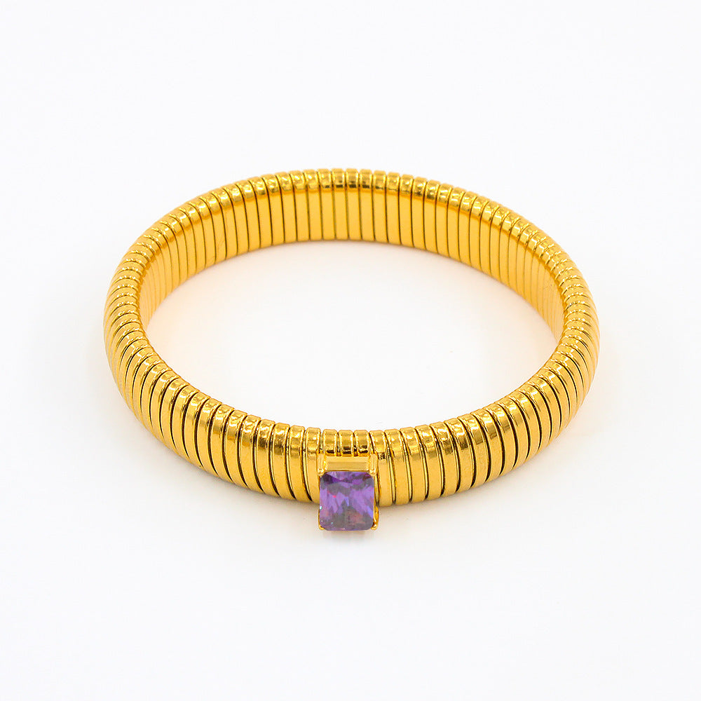 Titanium Steel Square Zircon INS18K Gold Bracelet