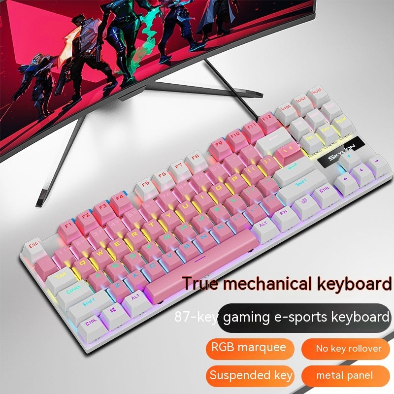 Teclado con cable mecánico K87, eje verde, eje rojo