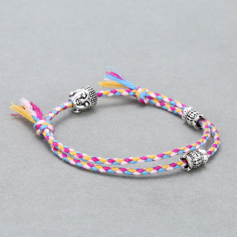 Buddha Head Cotton Rope Bracelet Men And Women