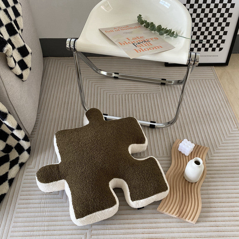 Oreiller en forme de Puzzle créatif en peluche, coussin moderne épissable, coussin de taille pour salon, décoration de la maison