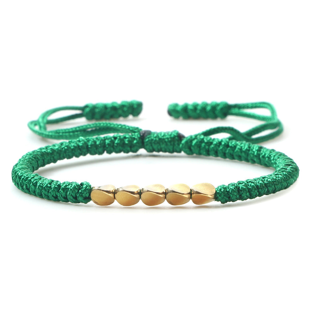 Bracelet perlé en perles de cuivre de forme irrégulière tissé à la main