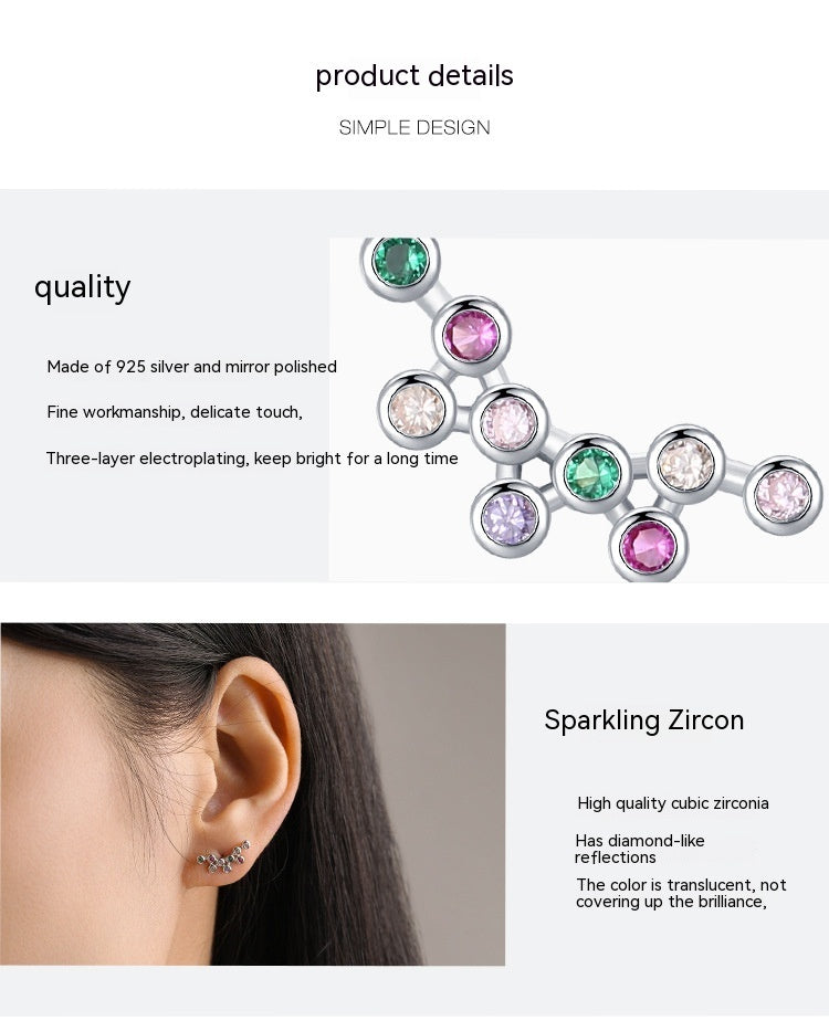 S925 Sterling Silver Rainbow Zircon Small Bubble Stud Earrings