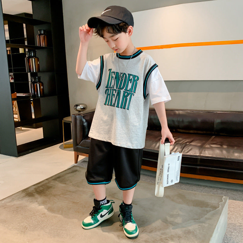 Costume d'été à manches courtes pour garçons, vêtements pour enfants