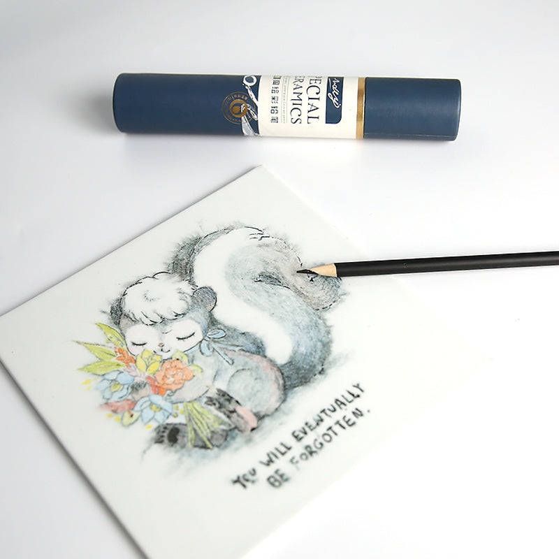Lápiz de color bajo vidriado de cerámica Dibujo a lápiz soluble en agua en blanco