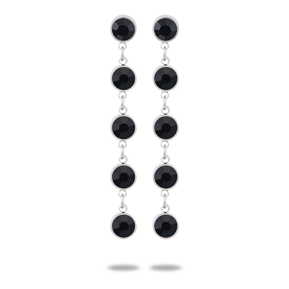 Color Zircon Tassel Titanium Steel Earrings For Women