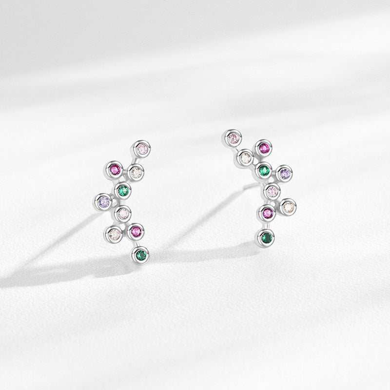 S925 Sterling Silver Rainbow Zircon Small Bubble Stud Earrings