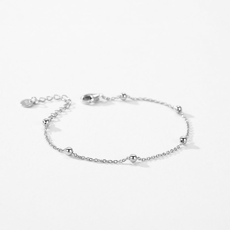 Sterling Silver Beaded Wire Bracelet For Women