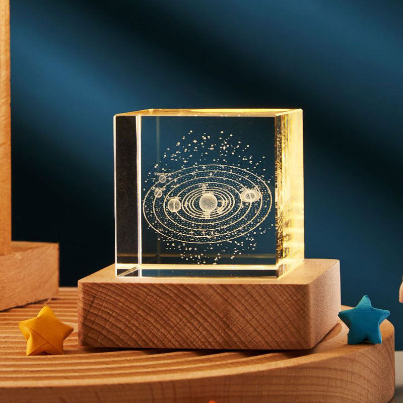 Cubo de cristal transparente 3D, decoración de escritorio, lámpara de noche pequeña, decoración del hogar para dormitorio, fiesta infantil, regalos de cumpleaños