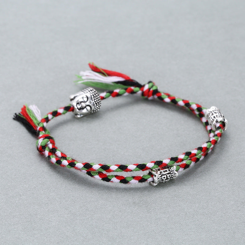 Buddha Head Cotton Rope Bracelet Men And Women