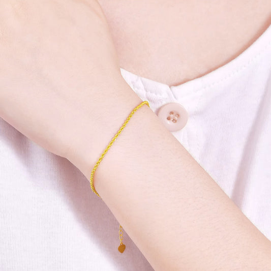 Bracelet Corde de Chanvre Doré Creux
