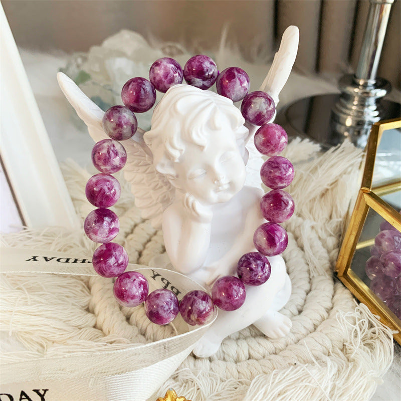 Bracelet violet en cristal naturel, flocon de neige, grand-mère