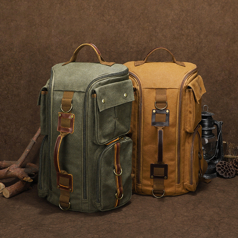 Sac à dos vintage en toile imperméable de grande capacité pour loisirs de plein air pour hommes