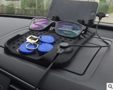 Support de navigation pour voiture, support de téléphone pour voiture, chargeur USB magnétique, tapis multifonctionnel en silicone