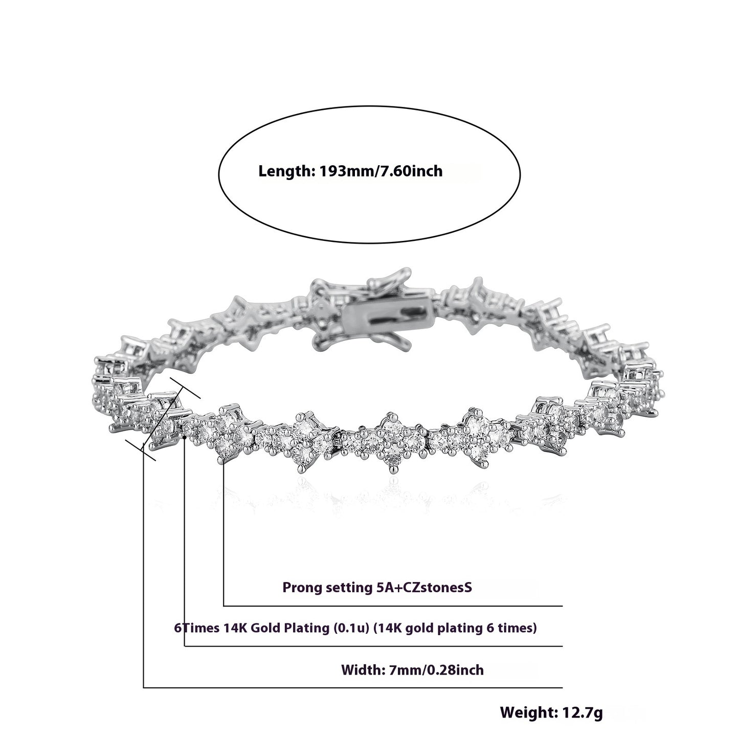 Tennis Bracelet Necklace Flower Shape Mixed Setting