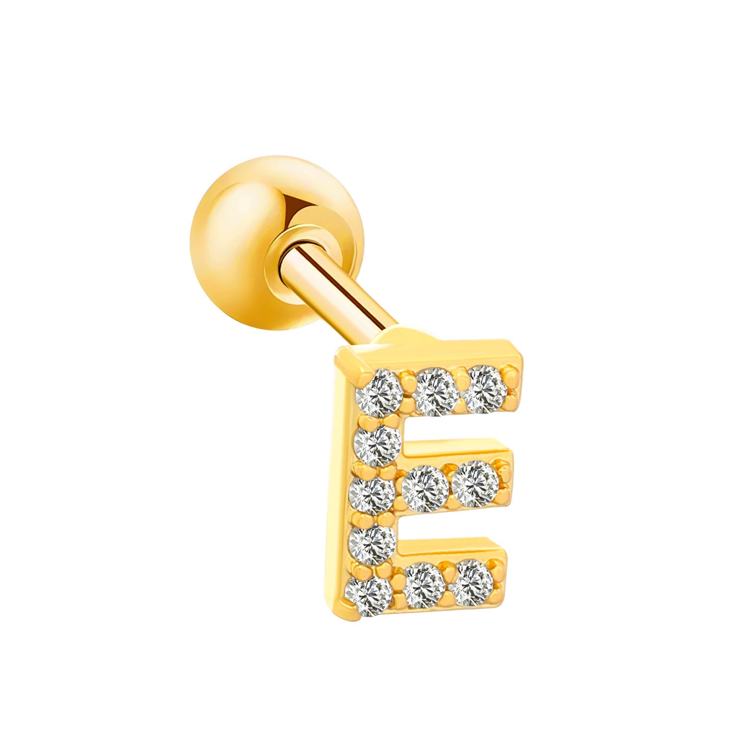 Inlaid Zircon 26 English Letters Ear Bone Stud Retro Personality Alloy Letter Thread Stud Earrings Ear Piercing