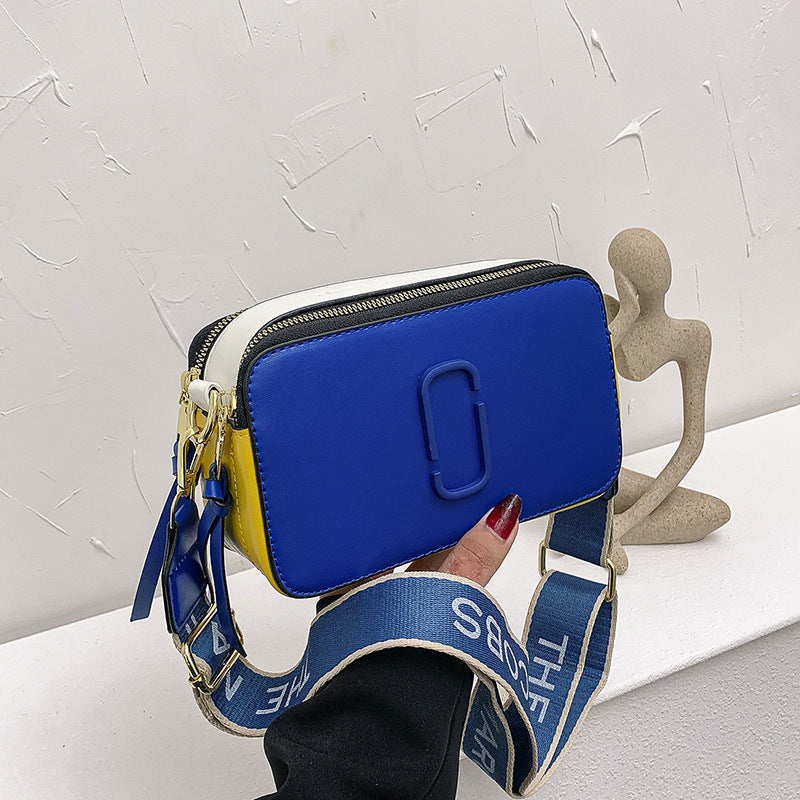 Bolso para cámara Retro Color de contraste minimalista pequeño cuadrado moderno bandolera de estilo occidental con un solo hombro