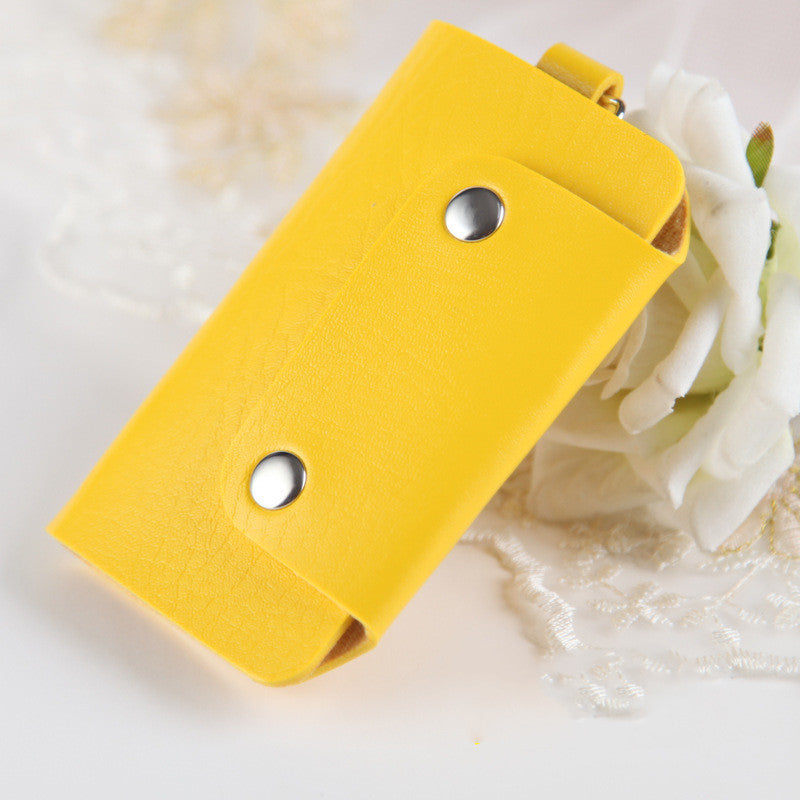 Color button leather key case