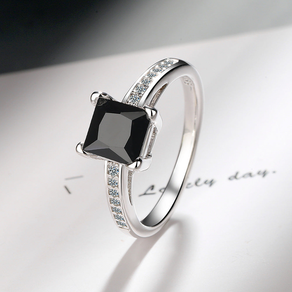 Bague de Bracelet transfrontalière de princesse en Zircon, strass carrés à quatre griffes