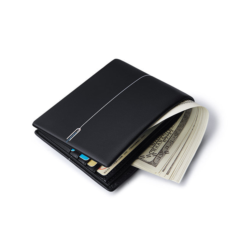 Portefeuille Homme Business Cuir De Vache Mode Noir