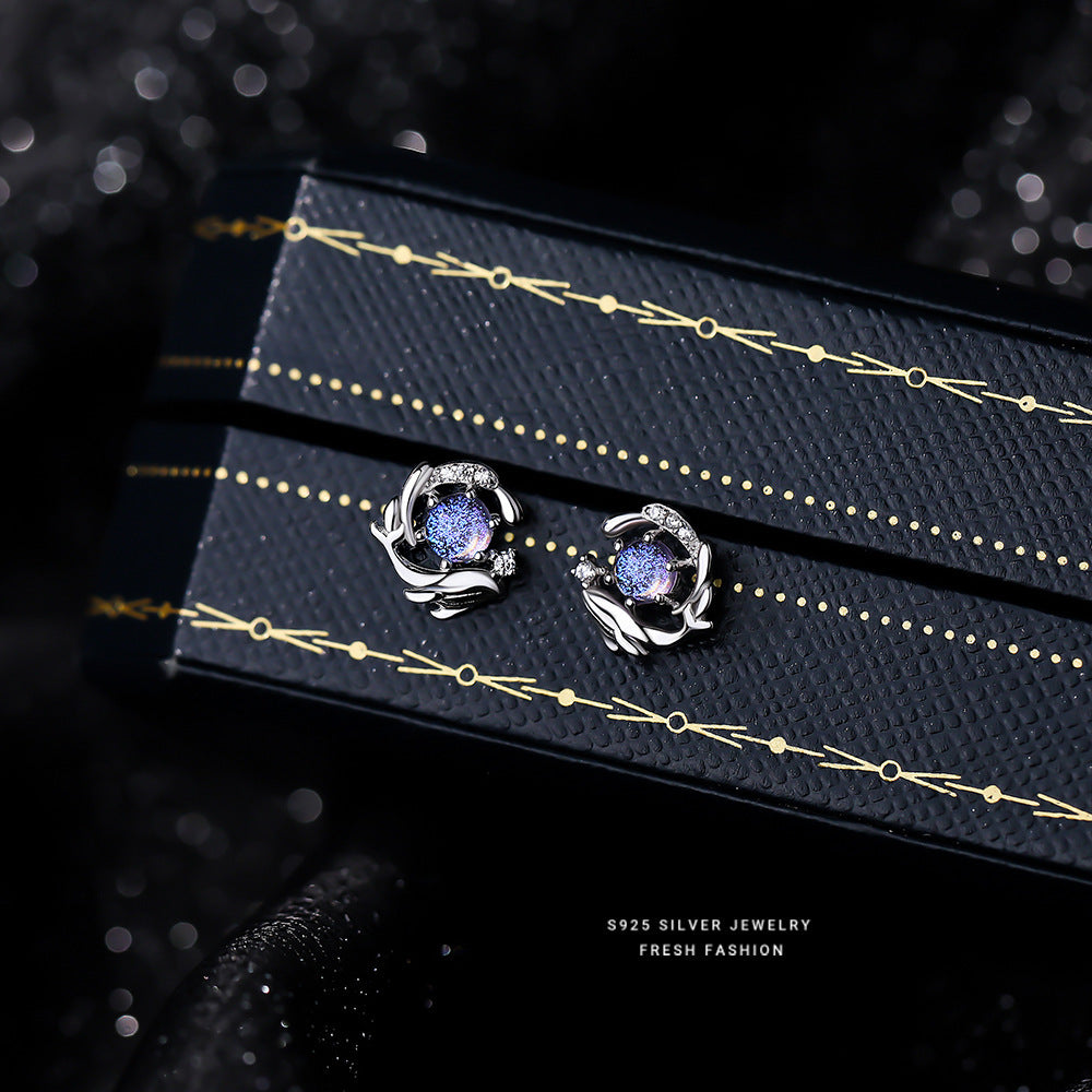 Collier en argent Sterling S925 avec pierre de verre, comme une baleine dans la mer, 5, pour femmes