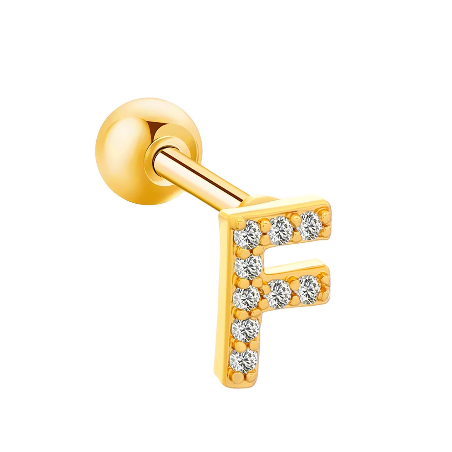 Inlaid Zircon 26 English Letters Ear Bone Stud Retro Personality Alloy Letter Thread Stud Earrings Ear Piercing