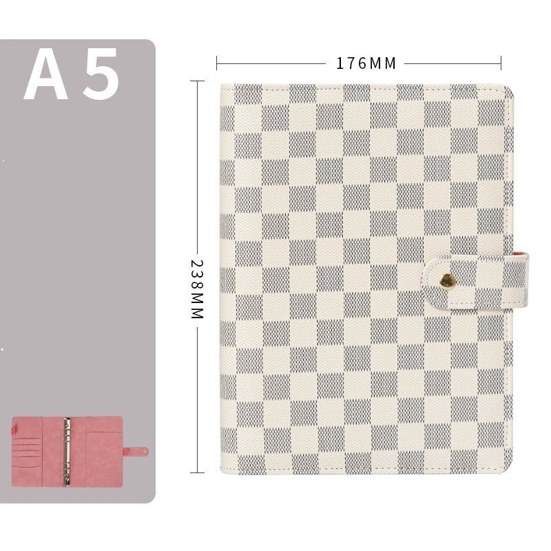 Libro de hojas sueltas con cubierta de cuero de alta calidad, cuaderno a cuadros