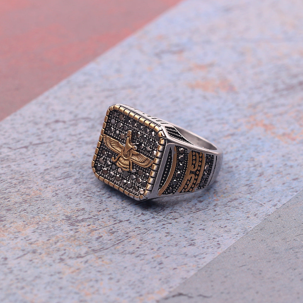 Retro Inlaid Teaching Men's Fashion Retro Ring Ornament