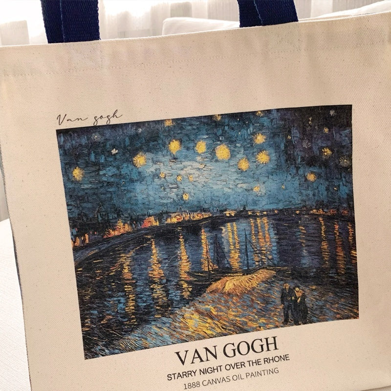 Van Gogh Museum Starry Sky On The Rhona River Zip Canvas Bag
