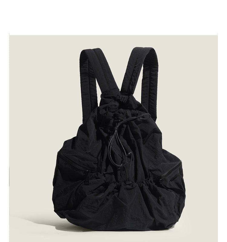Cartable d'étudiant de grande capacité en toile de Nylon plissée polyvalente décontractée