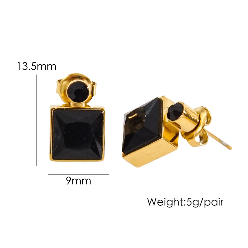 Elegant High Sense Inlaid Zircon Square Women's Ear Studs