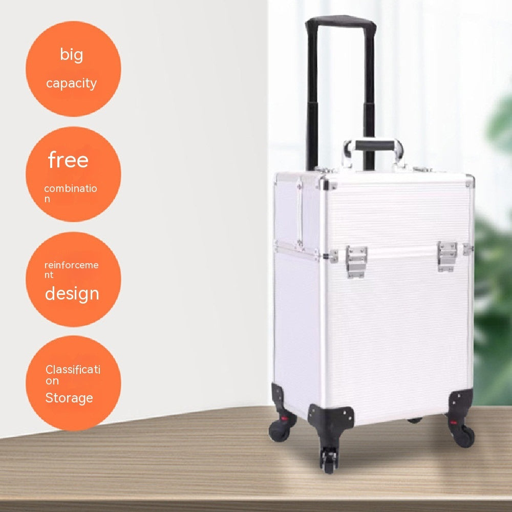 Caja de herramientas de almacenamiento con carrito para maquillaje y maquillador de gran capacidad