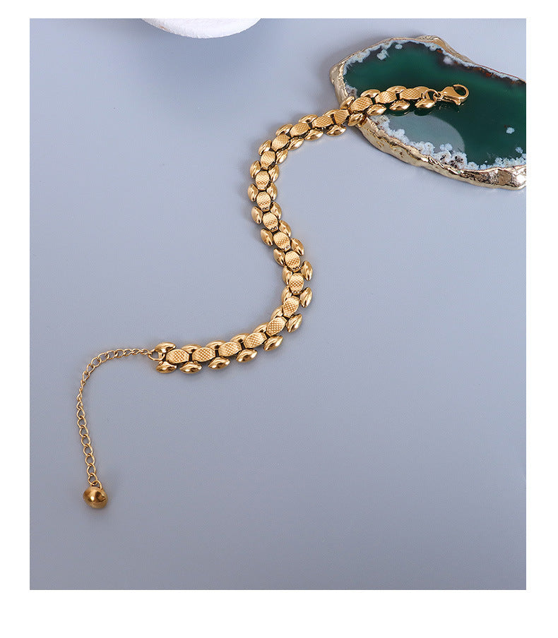 Widened Titanium Steel Plated 18K Gold Color Protection Bracelet