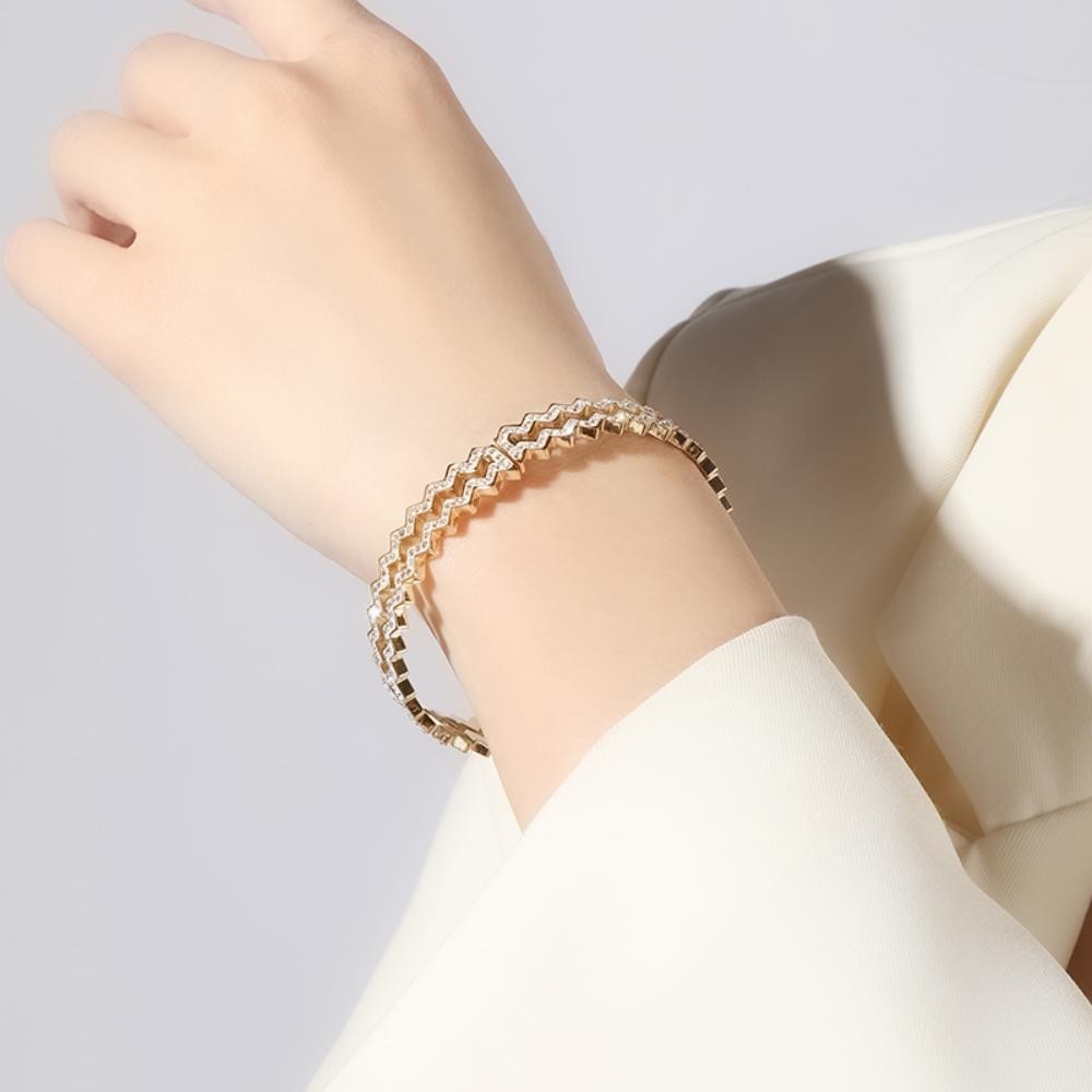 Women's Wave Diamond Simple All-match Bracelet