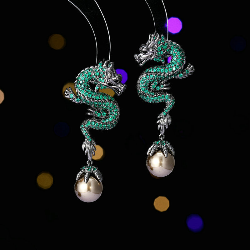 2024year Of The Dragon Earrings Pearl Chinese Style