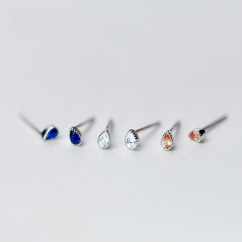S925 Silver Korean Style Diamond Water Drop-shaped Earrings